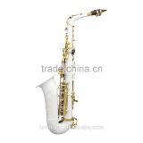 Popular cheap white alto saxophone curved soprano Sax
