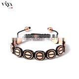 Rose Gold Plating Satinless Steel Beads Bracelet Colorful Chinese Knot Bangle Mens Bracelet