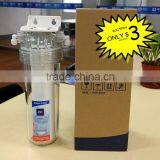 single stage cheap but good quality water filter price cost with 5 micron filter PET material