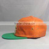 Custom Gold Metal Plate 5 Panel Hat Orange Crocodile Leather Watermelon Snapback Hats thumbnail-4