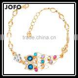 Lovely Adjustable Gold Plated Colorful Owl With Green Eyes Crystal Bracelet thumbnail-1
