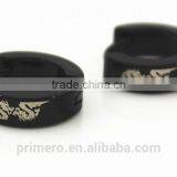 2016 Men's Titanium Dragon Pattern Hoop Earrings Cute Stainless Steel Black Jewelry thumbnail-6