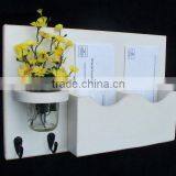 Distressed MDF Letter Holder With Key Hooks thumbnail-1