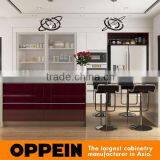 New Design White and Red Lacquer Finish Wood Veneer Kitchen Furniture With Island thumbnail-4