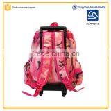 China Wholesale Customized Fashion Pink 14'' School Backpack With Wheels thumbnail-4