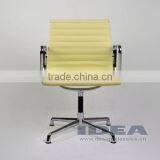 Replica Charles Low Back Ribbed Meeting Chair - Cream White Color Genuine Leather thumbnail-2