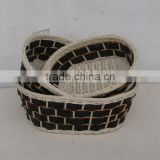 Set/3 Nested Oval Bamboo And Rattan Basket