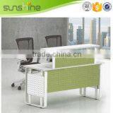 Office Reception Desk White Table Green Dampers With Iron Frame Modern