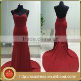 ASAJ-01 Spaghetti Straps Sweetheart Lace Appliques Mermaid Backless Long Train Evening Dresses Quality Choice