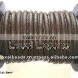 Stitched Lambskin Leather Cords Brown