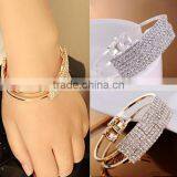 Lovely Bracelet Elegant Crystal Wristband Bangle Cuff Womens Chain Bling Hand thumbnail-2