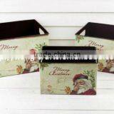Santa Clause Antique Rectangular Decorative Metal Containers for Home Decoration thumbnail-1
