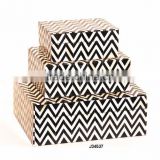 black and white chevron pattern bone box available in all sizes and colours