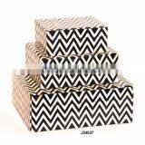 Black and White Chevron Pattern Bone Box Available in All Sizes and Colours thumbnail-1