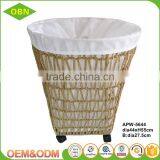 Home Large Storage Handmade Twist Paper Laundry Basket With Wheels thumbnail-2