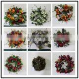 2016 new design christmas flower wreath cheap artificial christmas wreath