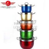 Hot Selling 5pcs Colorized Stainless Steel Soup Pot / High Pot Kitchen Cookware thumbnail-1