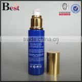 50ml China Hot Products Screen Pringting Cosmetic Lotion Blue Glass Bottle Gold Aluminum Pump and Cap Wholesale thumbnail-5