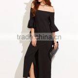 Women off Shoulder Ruffle Sleeve Maxi Dress Latest Western Dress Patterns for Girls thumbnail-3