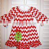 New Arrive! Kids Red Chevron Christmas Baby Girls Frill Dresses Frocks Design thumbnail-1