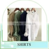 wholesale price summer sun protection Linen / cotton plain long shirts for women