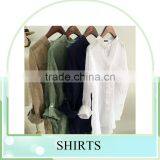 Wholesale Price Summer Sun Protection Linen / Cotton Plain Long Shirts for Women thumbnail-1