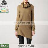 Womens Cotton Kniited Sweater Cowl Neck Tunic Pullover Sweater Dress thumbnail-1