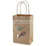 USA Made Natural Kraft Shopping Bag - Dimensions Are 5.25" x 3.25" x 8.38" and Comes With Your Logo. thumbnail-1