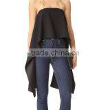 OEM Summer Latest Lady Flowing Strapless Short Front Long Back Blouse thumbnail-6
