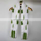 Fashion 2016 Genuine Rabbit Fur Knitted Women Scarf With Fur Trim Tassel thumbnail-4