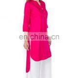 Designer High Low Hem Front With Buttons 100% Viscose Fabric Lady Tunic Kurta Manufacturer thumbnail-4