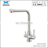 Contemporary Hot Sale With Drinking Water Stainless Steel Water Faucet Brushed Finish Lead Free Two Handle Kitchen Mixer Tap thumbnail-1