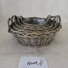 Decorative Wicker Hand-Woven Fabric Gardening Storage Basket with Handles