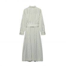 New Women's European and American Style French Fashion Dress With Waist Belt, Striped MIDI Dress thumbnail-2