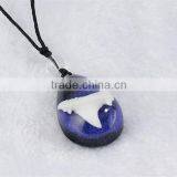 Colorful Shark Teeth Resin Crystal Necklace thumbnail-4