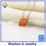 2015 New Arrived Synthetic Orange Opal Hand Opal Pendant S925 Silver Chain Necklace With Wholesale Price thumbnail-4