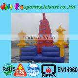 EN14960 Certified Commercial Inflatable Climbing Wall, Red Tower Theme Climbing Wall