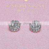 (M0280) 15mm rhinestone metal button with loop,silver plating,all crystals