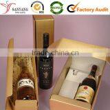 Flat Packing Paper Holder Inside Golden Lamination Foldable Paperboard Wine Box thumbnail-1