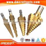 4Pcs HSS Titanium Coated Step Drill Bits Set Shank 1/4" & 3/8"