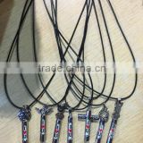 2016 New fashion handmade glass tube in cross or animal shaped alloy pendant necklace