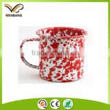 8cm red nescafe enamel coating custom rolled rim metal coffee mug
