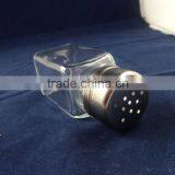 80ml Square Spice and Pepper Shakers, Glass Bottle Stainless Steel thumbnail-1