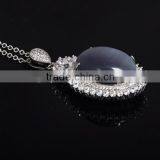 Handmade Semi-precious Stone Grey Cat Eye Stone Pendant thumbnail-2