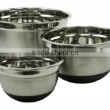 Set of 3 | Stainless Steel Mixing Bowls w/ Non-Skid Silicone Bottoms