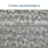 Cultured White Freshwater Coin Pearl Strand--16 Inch Long thumbnail-1
