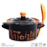 10oz Black Stoneware Soup Bowl With Spoon thumbnail-1