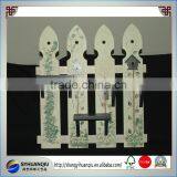 Decorative Wood White Picket Fence Crackled Painted Floral Wall Shelf thumbnail-1