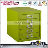 Light green metal 5 drawer lateral filing cabinet