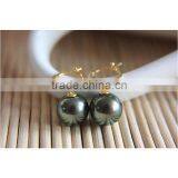 18K Gold 13-14mm Peacock Tahiti Pearl Earring Jewellery For Lady thumbnail-3